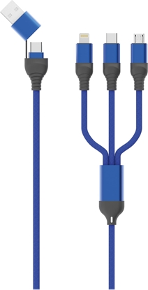Attēls no Kabel USB 2GO USB-A + USB-C - USB-C + microUSB + Lightning 1.2 m Niebieski (797360)