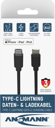 Изображение Kabel USB Ansmann USB-C - Lightning 1.2 m Czarny (1700-0106)