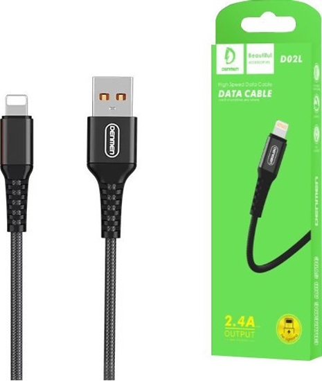 Изображение Kabel USB Denmen USB-A - Lightning 1 m Czarny (35219)