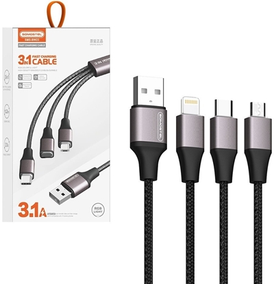Picture of Kabel USB Somostel Kabel 3w1 wzmacniany RGB LED USB 1,2m Somostel