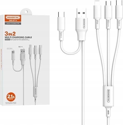 Picture of Kabel USB Somostel USB-A - USB-C + microUSB + Lightning 1.2 m Biay (33715)