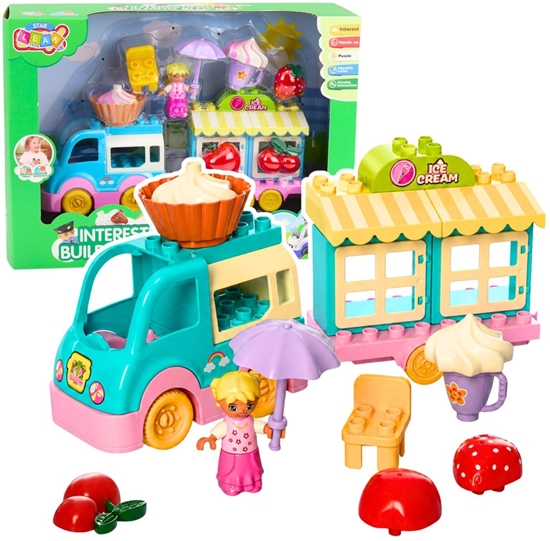 Picture of LeanToys Auto Lodziarnia Z Napdem Figurka Dziewczynki Desery Klocki Zestaw