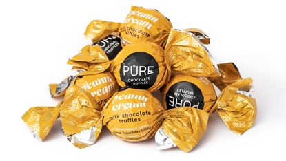 Picture of Piena šokolādes trifeles ar zemesriekstu krēma pildījumu 1kg, PURE