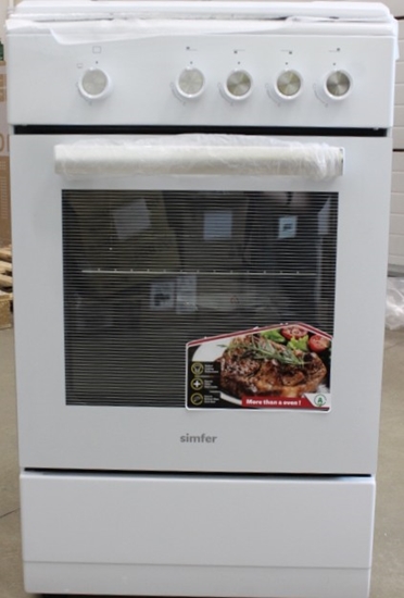 Изображение SALE OUT. Simfer 4401SGRBB.1 Cooker, Gas hob, Gas oven, Width 50 cm, Mechanical control, White | Simfer Cooker | 4401SGRBB.1 | Hob type Gas | Oven type Gas | White | Width 50 cm | DAMAGED PACKAGING AND ITEM. DENTED BOTTOM ON THE RIGHT SIDE