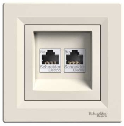 Attēls no Schneider Electric Gniazdo komputerowe podwójne 2xRJ45 kat.5e kremowe - EPH4400123
