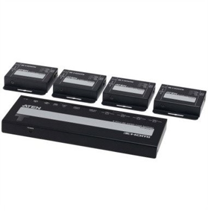 Attēls no System przekazu sygnau AV Aten ATEN VS1824KIT 4-portowy rozganik 4K HDMI Cat6 z 4 odbiornikami