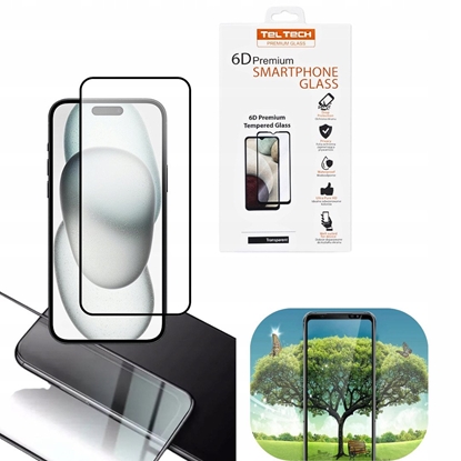 Изображение TELTECH PREMIUM SZKO 6D IPHONE 13 / 16e SZKO PROFILOWANE HARTOWANE FULL COVER CZARNA RAMKA
