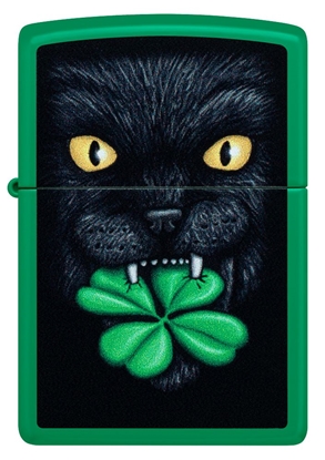 Picture of Zippo Lighter 46721 Lucky Cat Clover Design