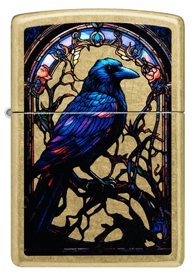 Picture of Zippo Lighter 46946 Stained Glass Raven Design