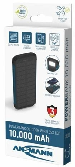 Picture of adowarka solarna Ansmann PB212W POWERBANK MED SOLARPANEL OG 3W LED 10.000MAH
