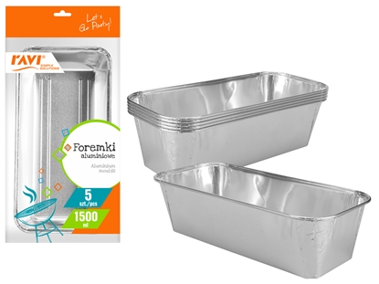 Attēls no Aluminium moulds 1500 ml, 5 pcs, 23.2 x 9 x 41, 00112, Simple Solution