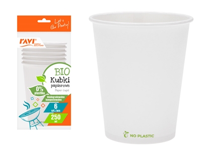 Attēls no BIO Paper cups, 250 ml, 6 pcs, white, 8 x 13 x 26, 30309, Simple Solution