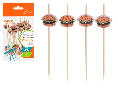 Attēls no Burger bamboo snack stick 25pcs, 9cm, 9.5 x 1.5 x 17.5, 91873, Simple Solution