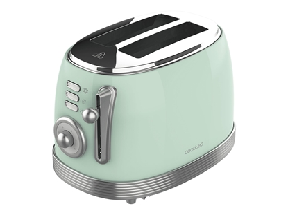 Attēls no Cecotec Toaster | Toast&Taste 800 Vintage | Power 850 W | Number of slots 2 | Housing material Stainless steel | Light Green