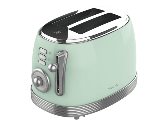 Picture of Cecotec Toaster | Toast&Taste 800 Vintage | Power 850 W | Number of slots 2 | Housing material Stainless steel | Light Green