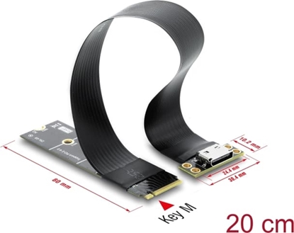 Attēls no Delock M.2 Key M to 1 x OCuLink SFF-8612 Converter with 20 cm cable