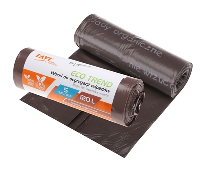 Attēls no ECO TREND Garbage bags, 120l 5pcs, brown (organic), 19.5 x 6.5 x 6.5, 00741, Simple Solution
