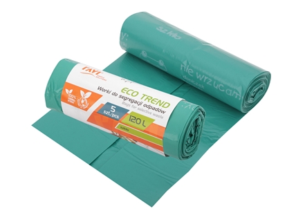 Attēls no ECO TREND Garbage bags, 120l, 5pcs, green/white (glass), 20 x 6 x 6, 00743, Simple Solution