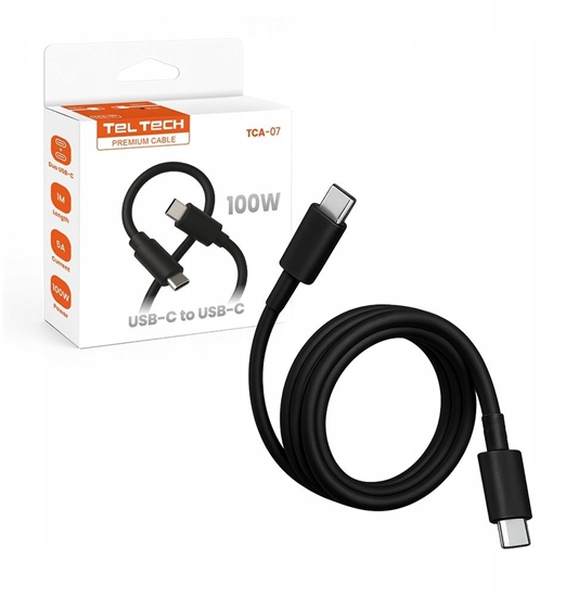 Изображение Kabel USB Teltech Przewód PD Typ-C-Typ-C 5A 100W 1m czarny TCA-07 Teltech