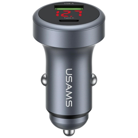 Picture of Ładowarka samochodowa 45W USB-A USB-C LED Aluminium 