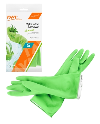 Изображение Latex household gloves with Aloe S, 1 pair, 12.5 x 2 x 26.5, 00914, Simple Solution