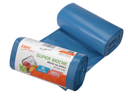 Изображение LDPE Garbage bags 120 L, 70 x 110 cm, 15 pcs, 18.5 x 8 x 8, 00707, Simple Solution