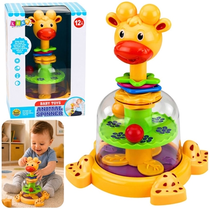 Изображение LeanToys Interaktywny Bczek Spinner yrafa Z Wirujcymi Kulkami Dla Niemowlt