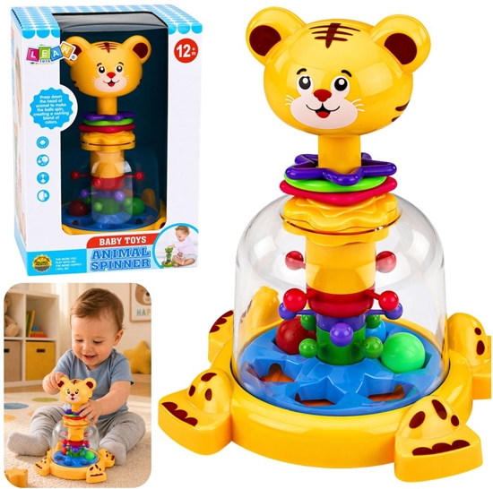 Изображение LeanToys Interaktywny Bczek Spinner Tygrys Kot Z Wirujcymi Kulkami Dla Niemowlt