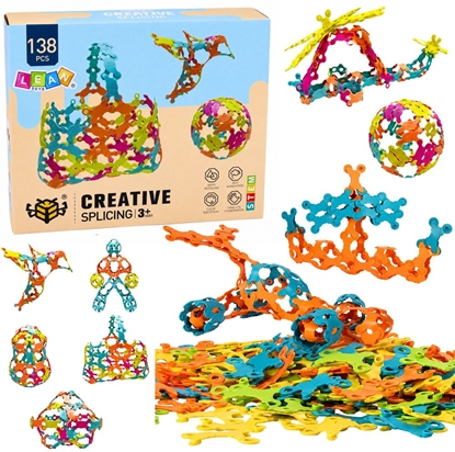 Attēls no LeanToys Kreatywne Klocki Konstrukcyjne czone Elastyczne Kolorowe 138 el.
