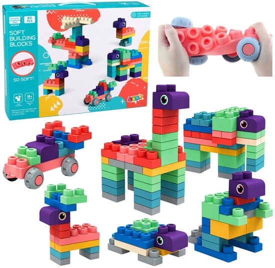 Picture of LeanToys Mikkie Klocki Konstrukcyjne Sensoryczne Silikonowe Kolorowe 80 el.