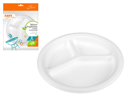 Изображение NJB Three-section plates, made of cellulose pulp, 6 pcs., 26 x 26 x 2, 20357, Simple Solution