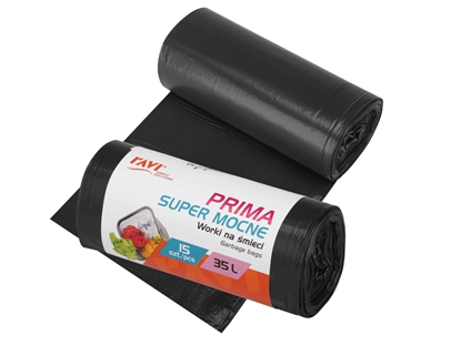 Attēls no PRIMA LDPE Garbage bags 35 L, 52 x 57 cm, 15 pcs black, 13 x 5.3 x 5.3, 00765, Simple Solution
