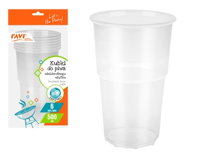 Attēls no Reusable beer cups, 500 ml, 6 pcs., 17.5 x 6.5 x 31, 70263, Simple Solution