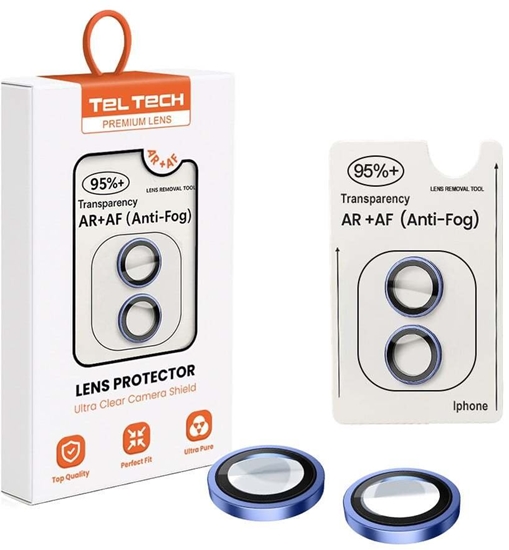 Изображение Teltech Teltech szko hartowane na aparat do iPhone 16 / 16 Plus AR + AF niebieski