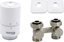 Изображение Vario Term Zestaw instalacyjny BASE Typu V dwururowy wersja prosta GZ 3/4 / GW 3/4, gowica termostatyczna BASE (gwint M30x1,5), bez nypli redukcyjnych, rozstaw podczenia 50 mm