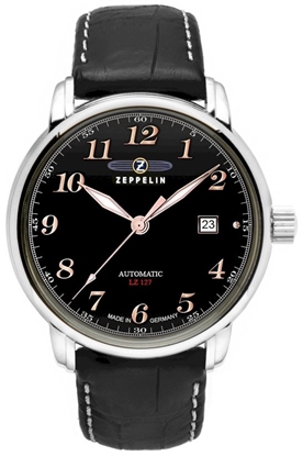 Изображение Zeppelin LZ 127 Graf Zeppelin Automatic Men’s Watch 40mm Black Dial Black Leather Strap