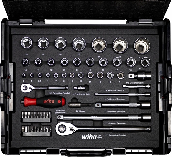 Picture of Zestaw narzdzi Wiha Wiha socket wrench and bit set 1/4 and 1/2, 60 pieces (with 2 ratchets and plug-in handle, in L-BOXX)