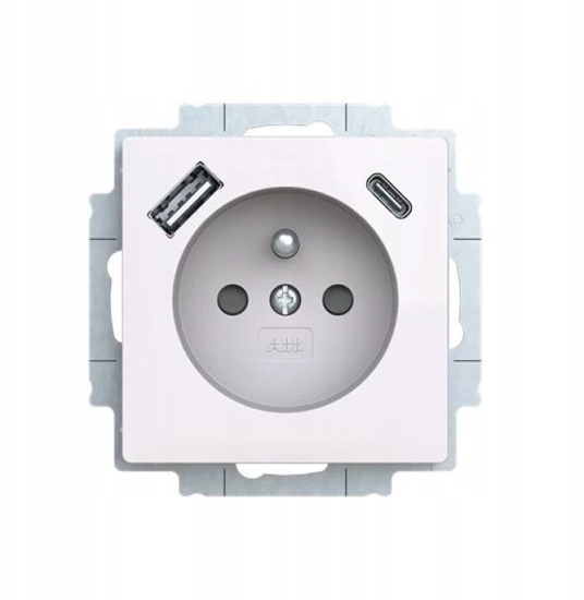 Picture of ABB Gniazdo z bolcem i przesonami, 2x USB A+C ZONI biay 5569T-A32357 500 2CHT693257A4500