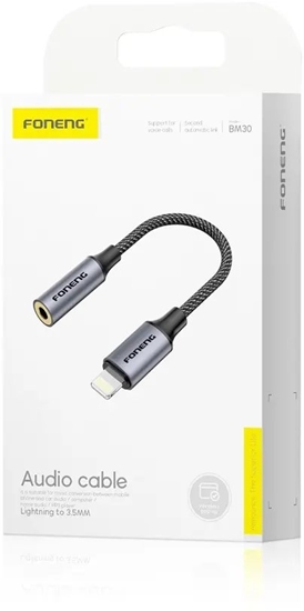 Изображение Adapter USB Foneng FONENG BM30 Lightning / Jack 3.5mm 0.14m czarny