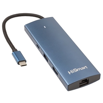 Attēls no Adapter USB Type-C to HDMI, LAN, 3x USB Type-A, 1x USB Type-C, PD100W, SD+TF