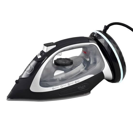Изображение Adler Steam Iron | AD 5043 | Steam Iron | 2800 W | Water tank capacity 300 ml | Continuous steam 30 g/min | Steam boost performance 42 g/min | Black/Silver