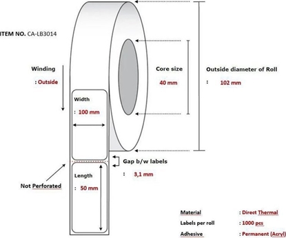 Изображение Capture Label 100x50, Core 40,