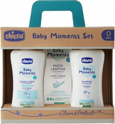 Изображение CHICCO_SET Baby Moments pyn do kpieli 200ml + szampon 200ml + krem 100ml