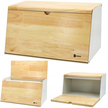 Picture of Chlebak Brunbeste Chlebak dwustronny bambusowy stal pojemnik na chleb skony biay BRUNBESTE BB-4259