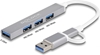 Изображение Delock 4 Port Slim USB Hub with USB Type-C™ or USB Type-A to 3 x USB 2.0 Type-A female + 1 x USB 5 Gbps Type-A female