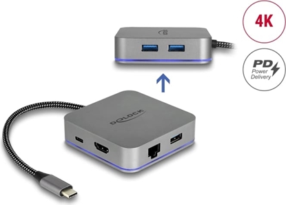 Изображение Delock USB Type-C™ Docking Station for Mobile Devices 4K - HDMI / Hub / LAN / PD 3.0 with LED illumination