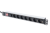 Изображение Digitus aluminum outlet strip with switch, 7 safety outlets, 2 m supply with surge protection
