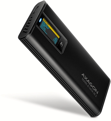 Attēls no EEM2-SD2B Obudowa zewnętrzna aluminiowa bezśrubowa USB-A/C 3.2 Gen2 M.2 NVMe/SATA wyświetlacz LED, czarny