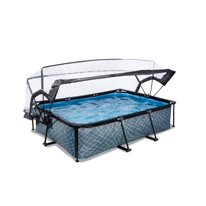 Изображение EXIT Akmens baseins 220x150x65cm ar filtra sūkni un kupolu - pelēks