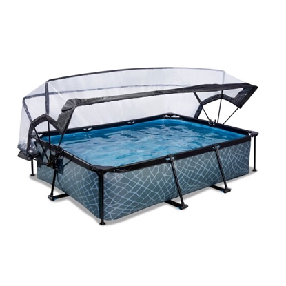 Изображение EXIT Akmens baseins 300x200x65cm ar filtra sūkni un kupolu - pelēks